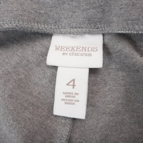 Weekends by Chicos size 4 Women's XXL Capri Lounge Pants Gray Pockets Pull-on - Picture 7 of 10